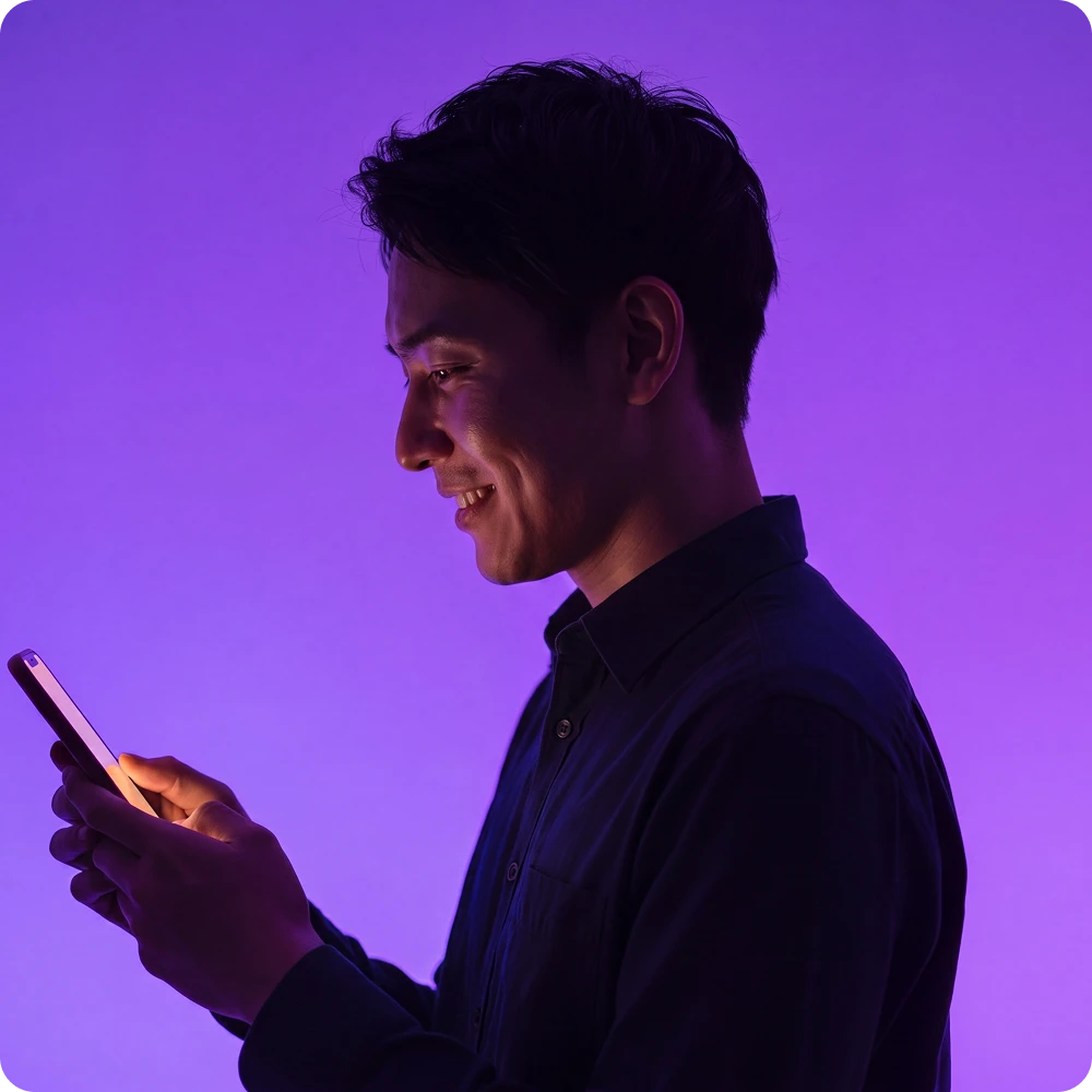 Man looking at mobile phone